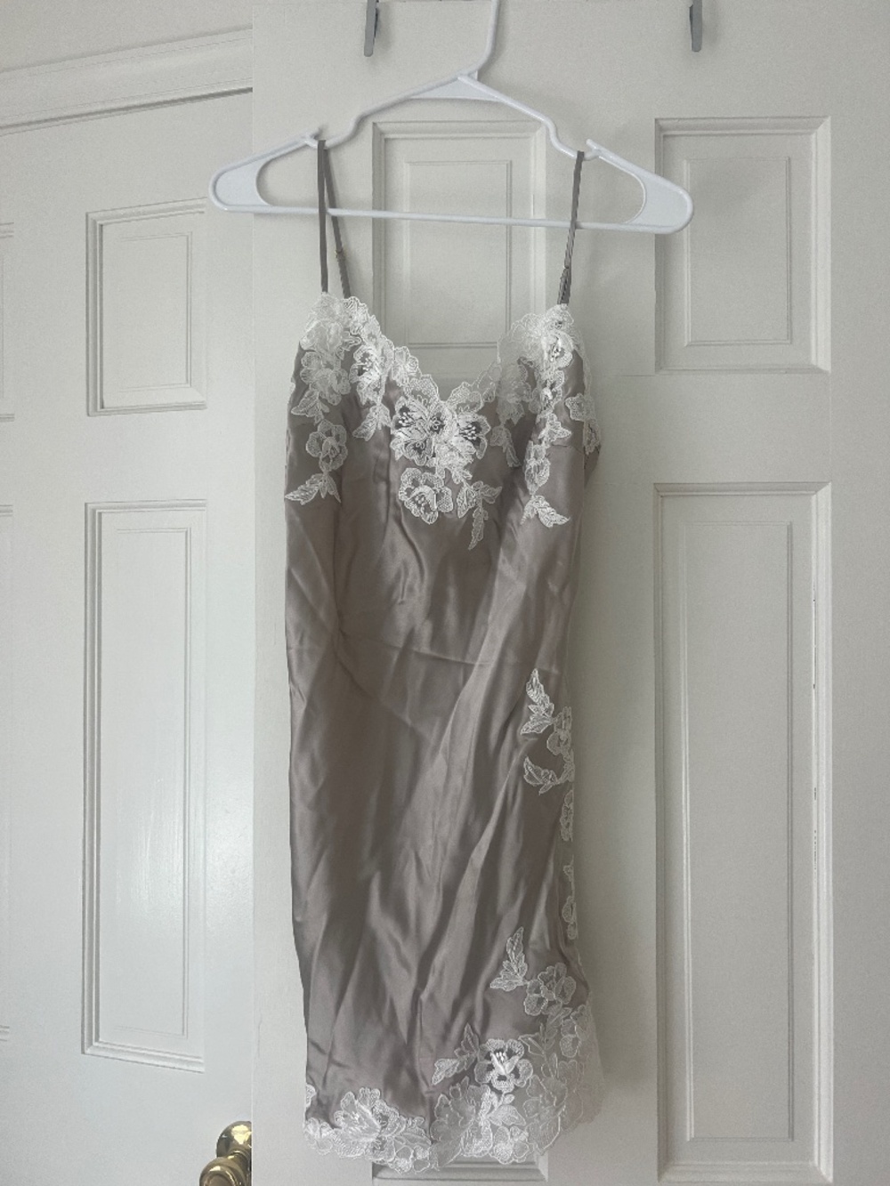 French silk gray slip with lace